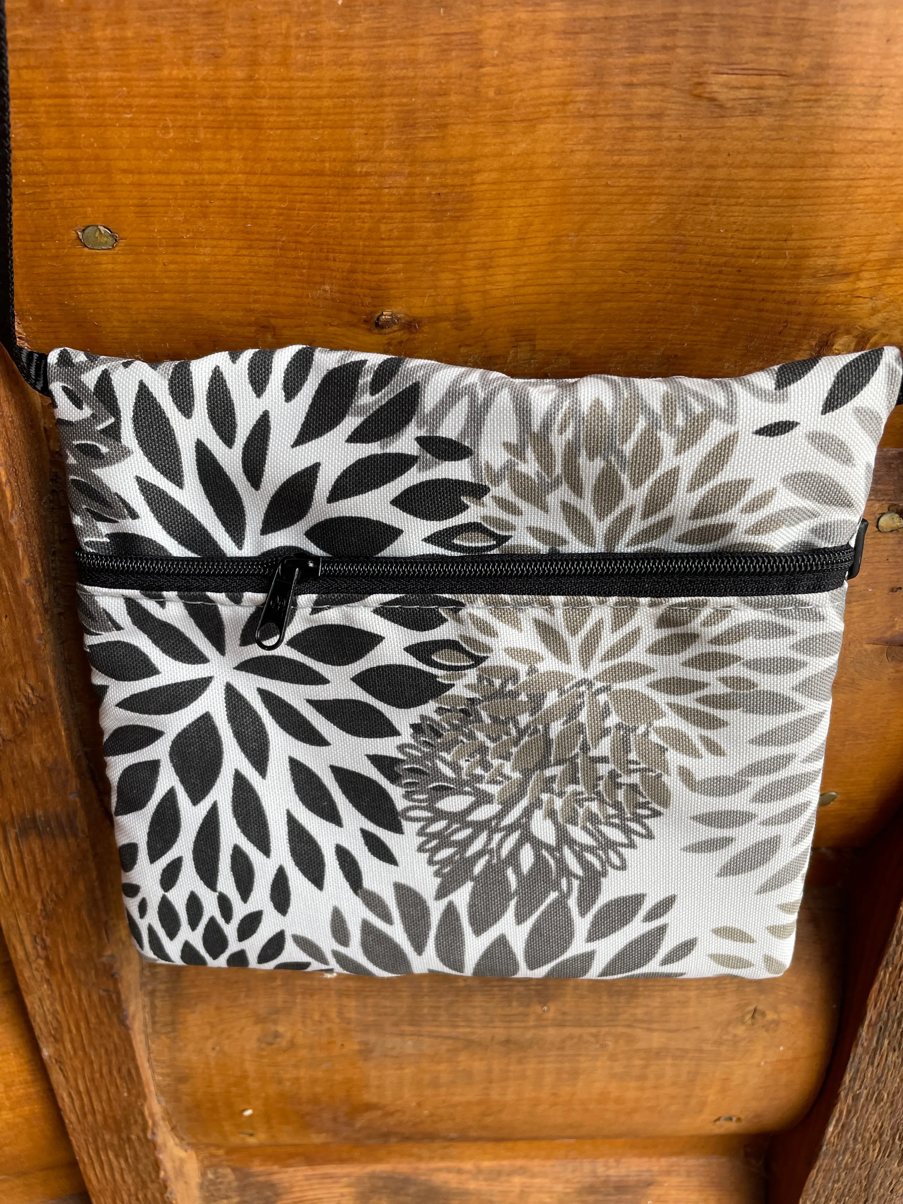 3 Zip Bag Gray- Floral Print Fabric