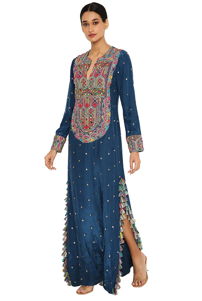 Adira Midnight Blue Embroidered Kaftan