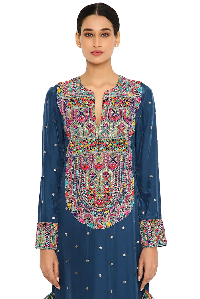 Adira Midnight Blue Embroidered Kaftan