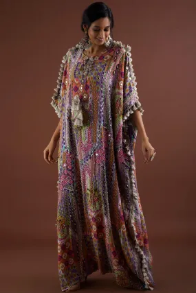 African Print Crepe Embroidered Kaftan