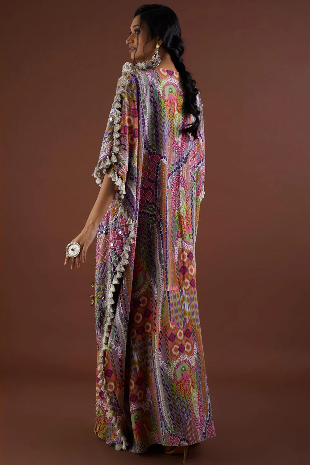 African Print Crepe Embroidered Kaftan