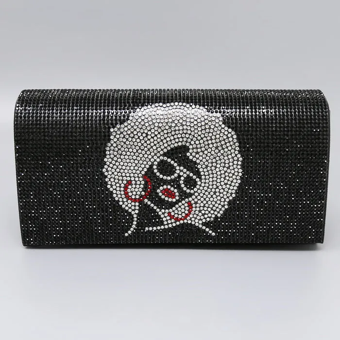 Afro Rhinestone Clutch Bag