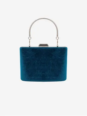 Alba Vegan Velvet Clutch | Teal Blue