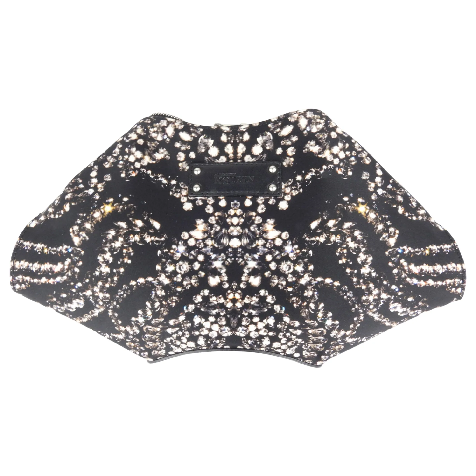 Alexander McQueen Black Jewel Print Satin De Manta Clutch