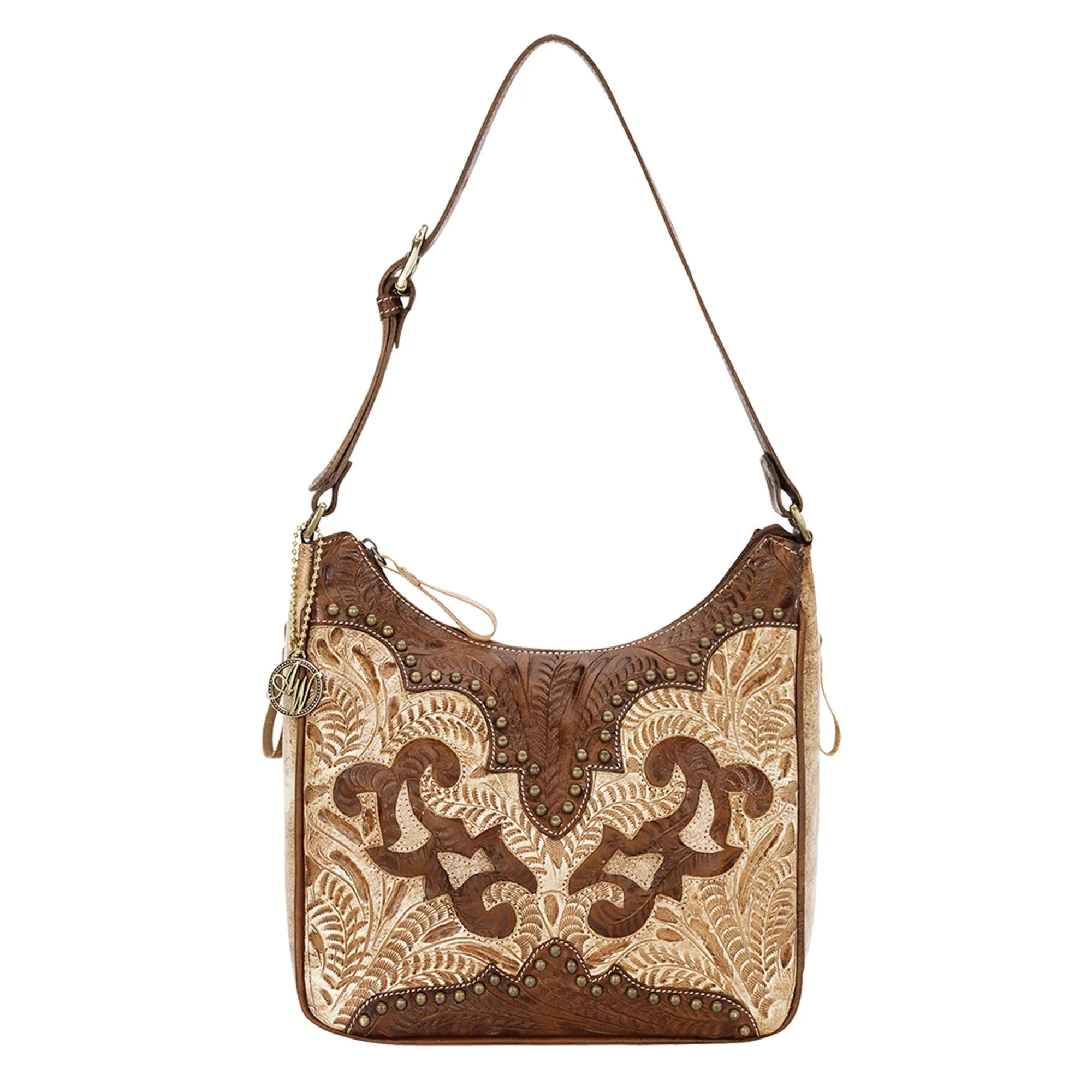 American West Annie's Secret Collection Cream Leather Shoulder Bag