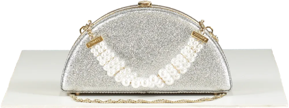 Aspinal Of London Metallic Pearl strap Luna Clutch Bag