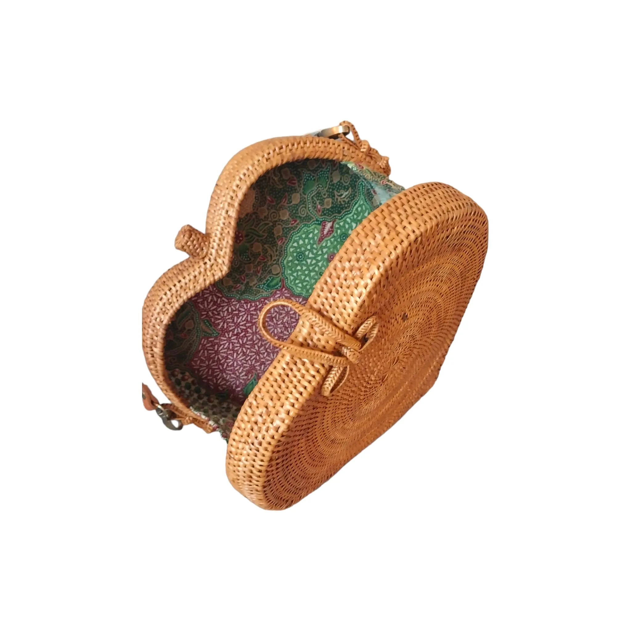 Bali Rattan Heart Crossbody Bag