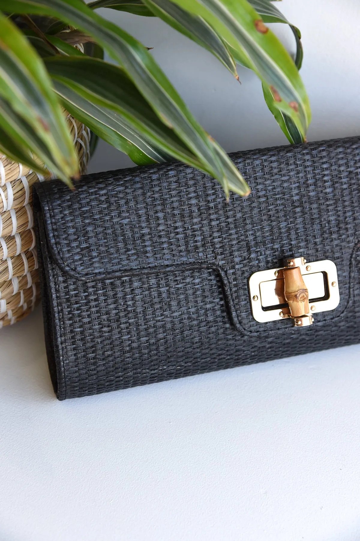 BAMBOO CLUTCH -BLACK