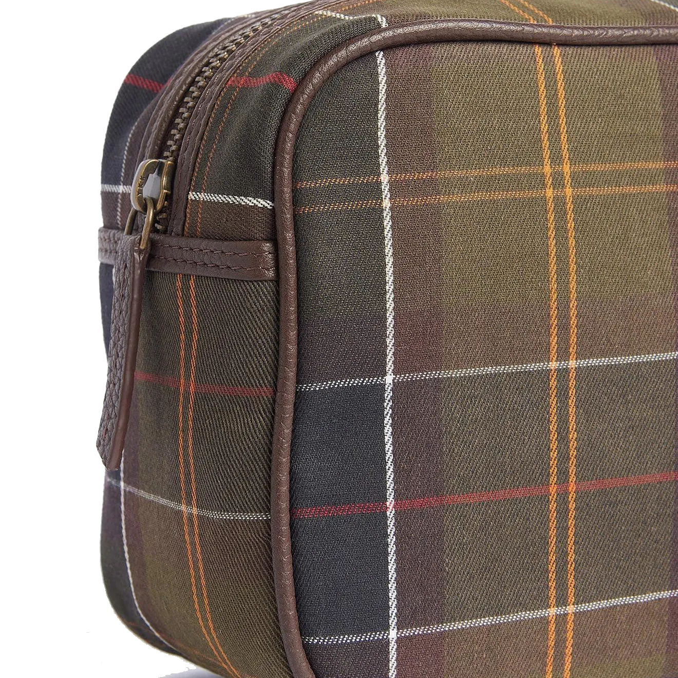 Barbour Tartan & Leather Wash Bag Classic Tartan