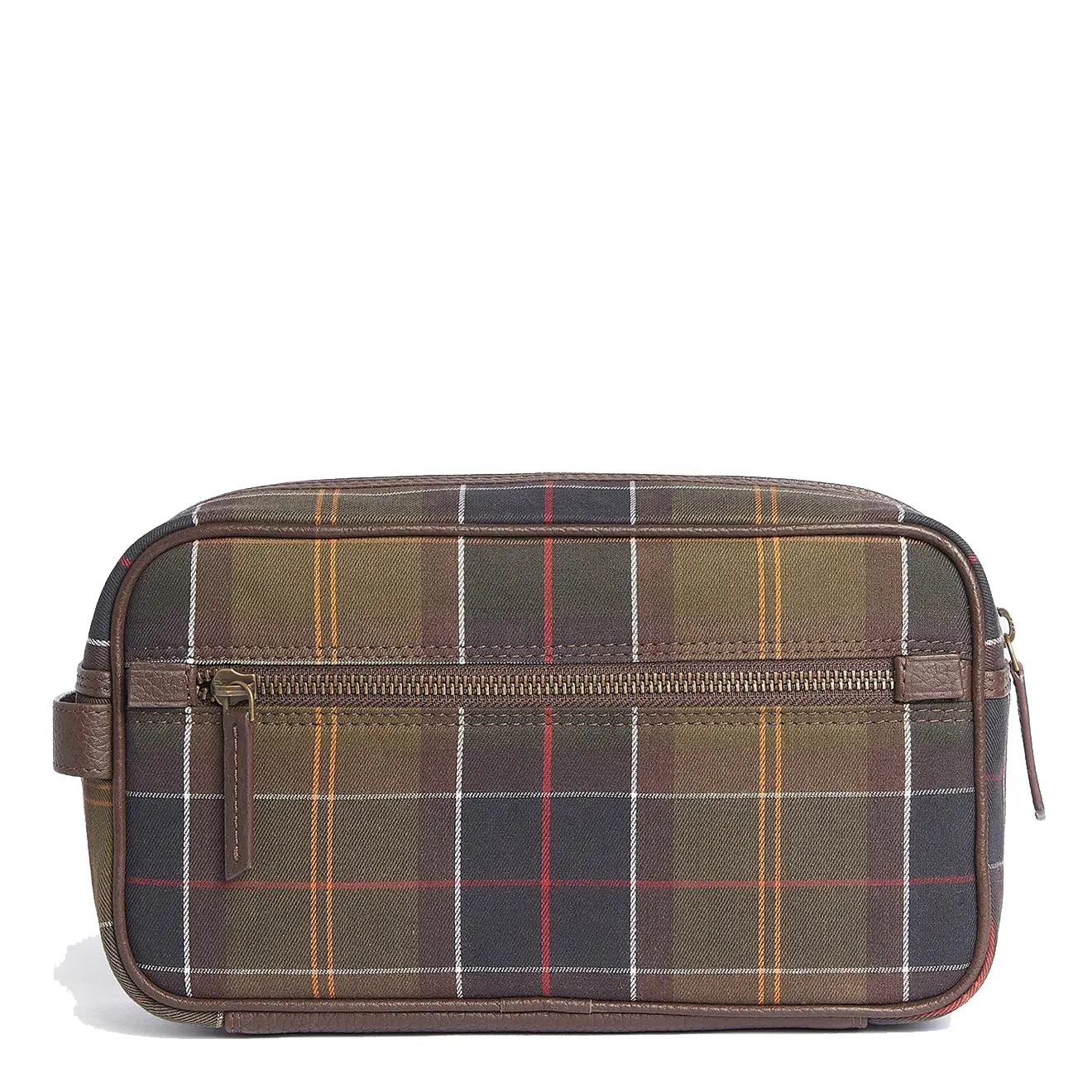 Barbour Tartan & Leather Wash Bag Classic Tartan