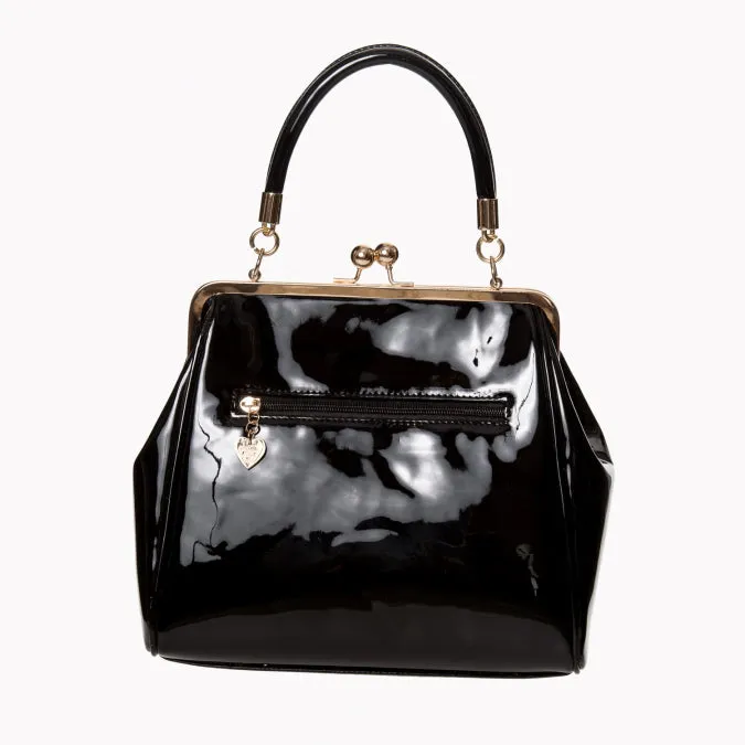 Black Retro Patent Handbag