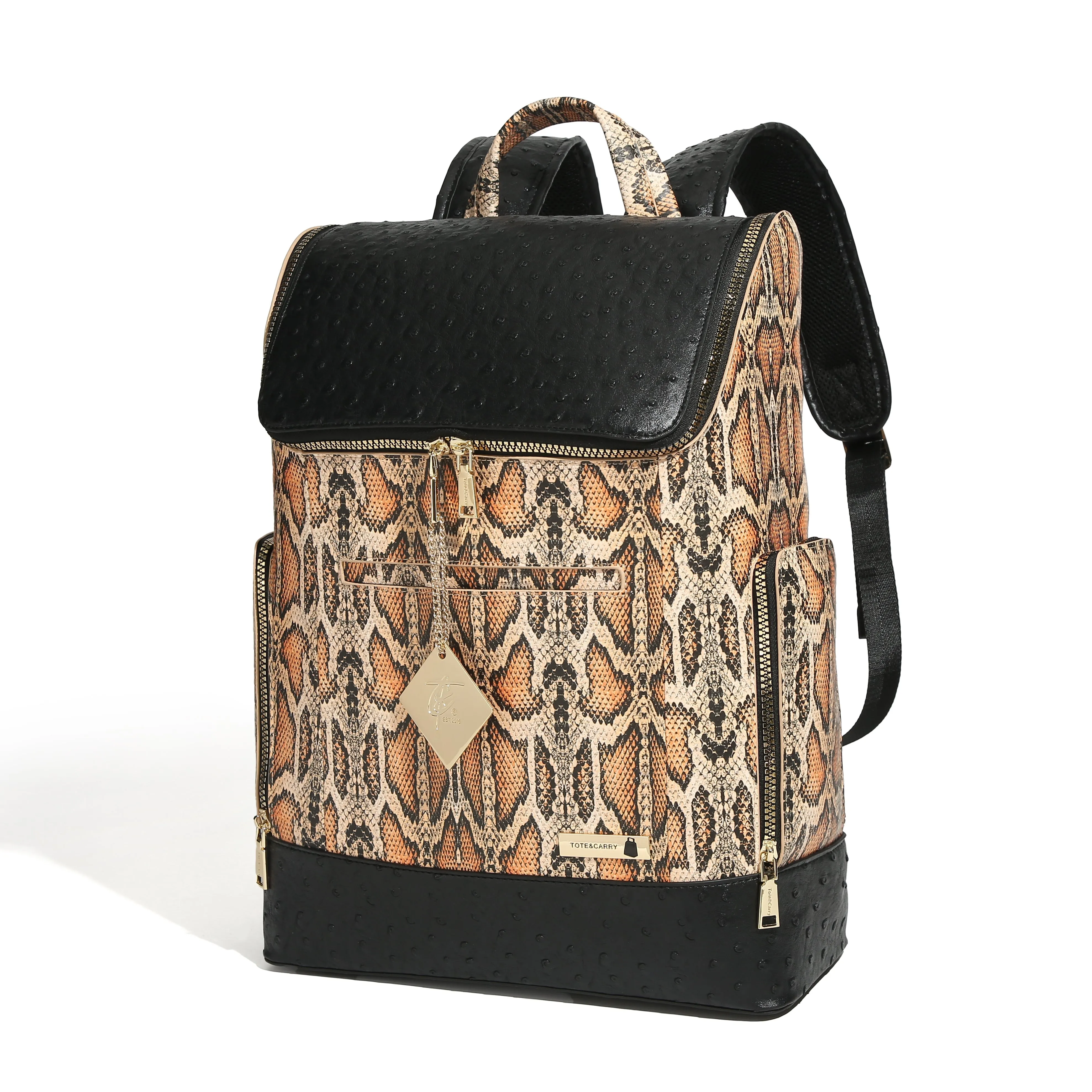 Brown Faux Python Designer Backpack