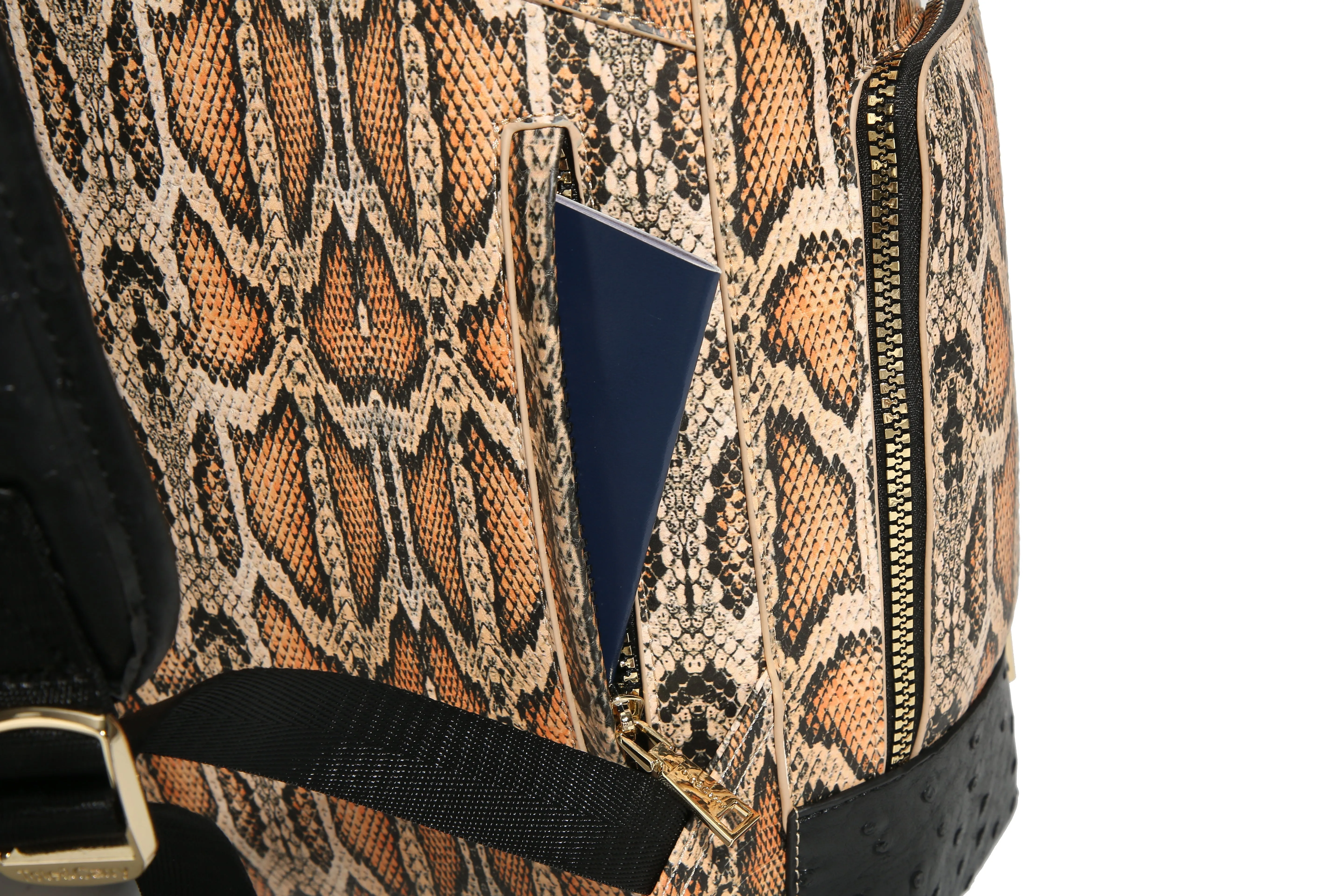 Brown Faux Python Designer Backpack