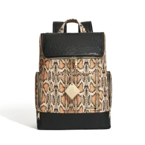 Brown Faux Python Designer Backpack