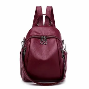 Casual PU Leather Shoulder Bag and College Style Backpack