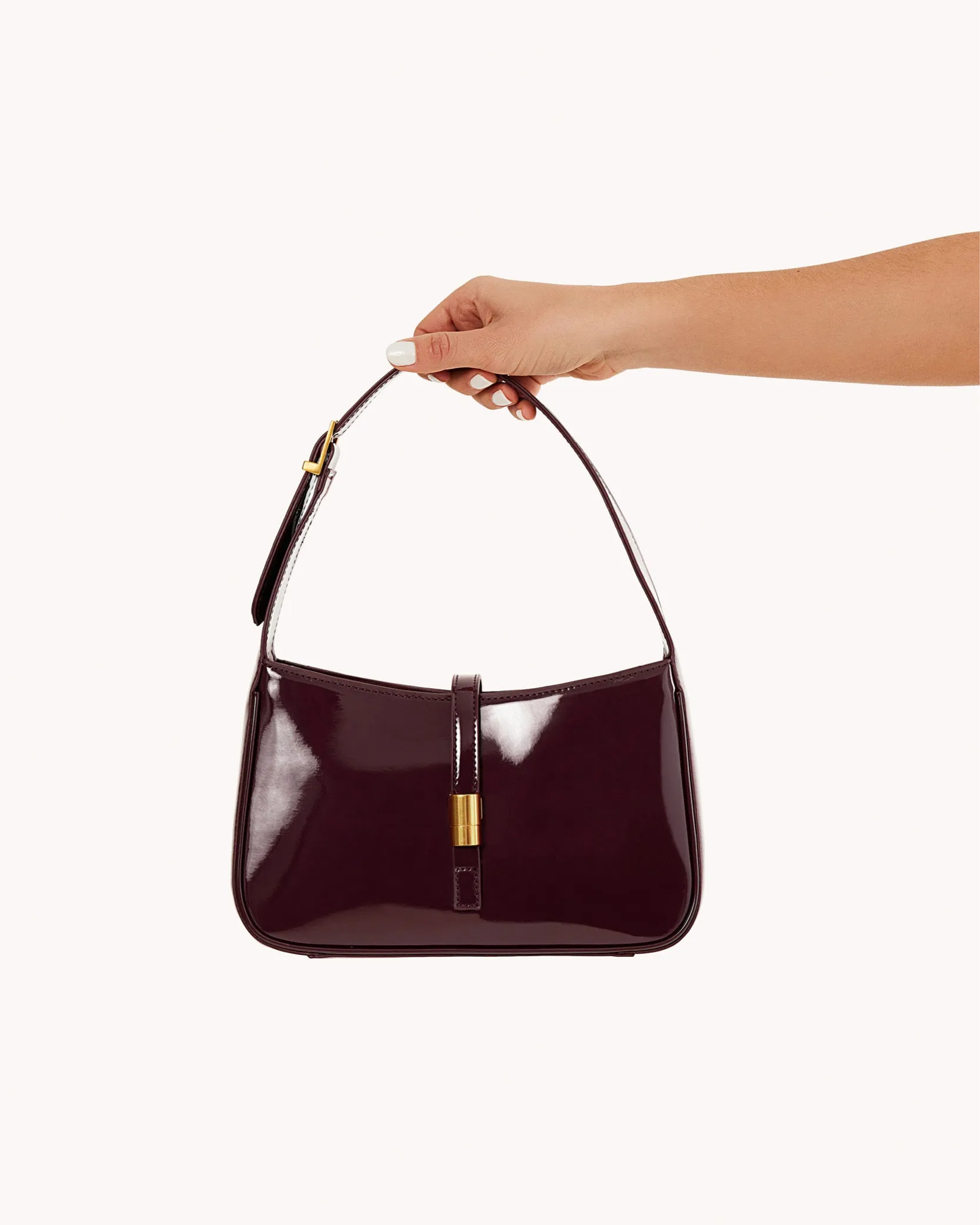 CLARA SHOULDER BAG - WINE PATENT