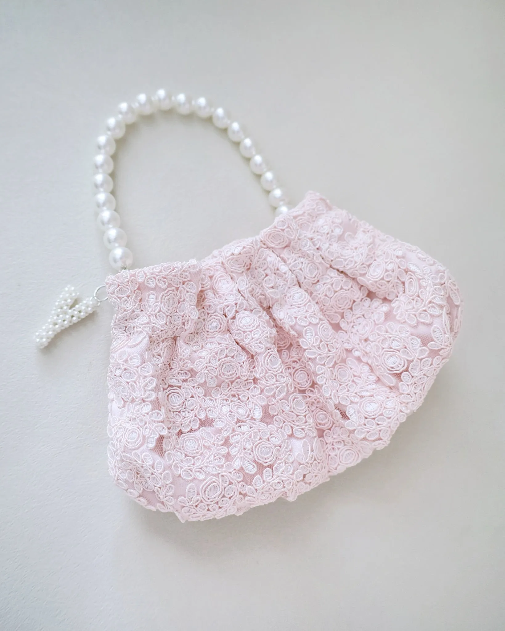 Cleo Pearl Lace Mini Pouch with Pearl Initial