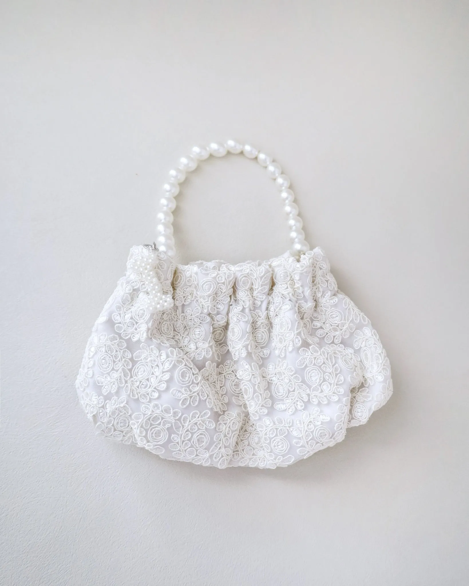 Cleo Pearl Lace Mini Pouch with Pearl Initial