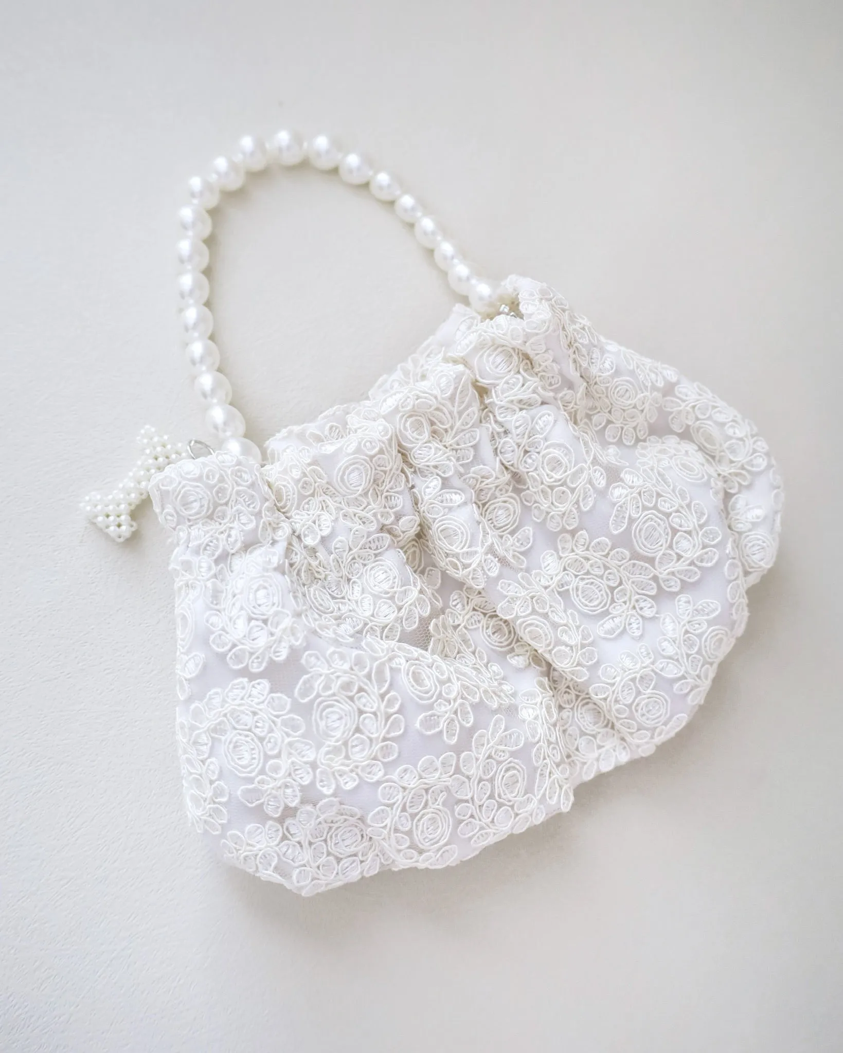 Cleo Pearl Lace Mini Pouch with Pearl Initial