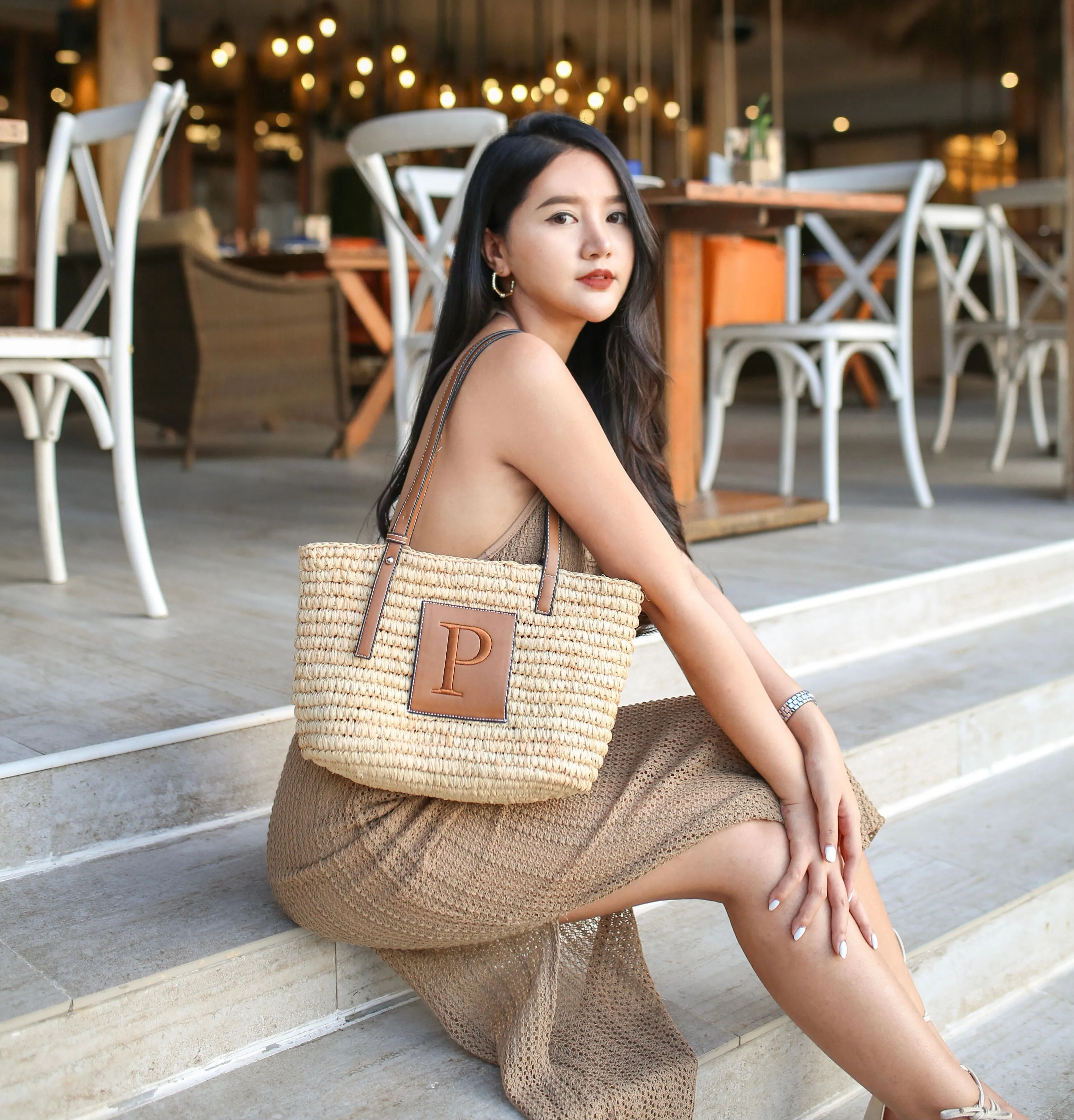 Crochet Straw Tote Bag