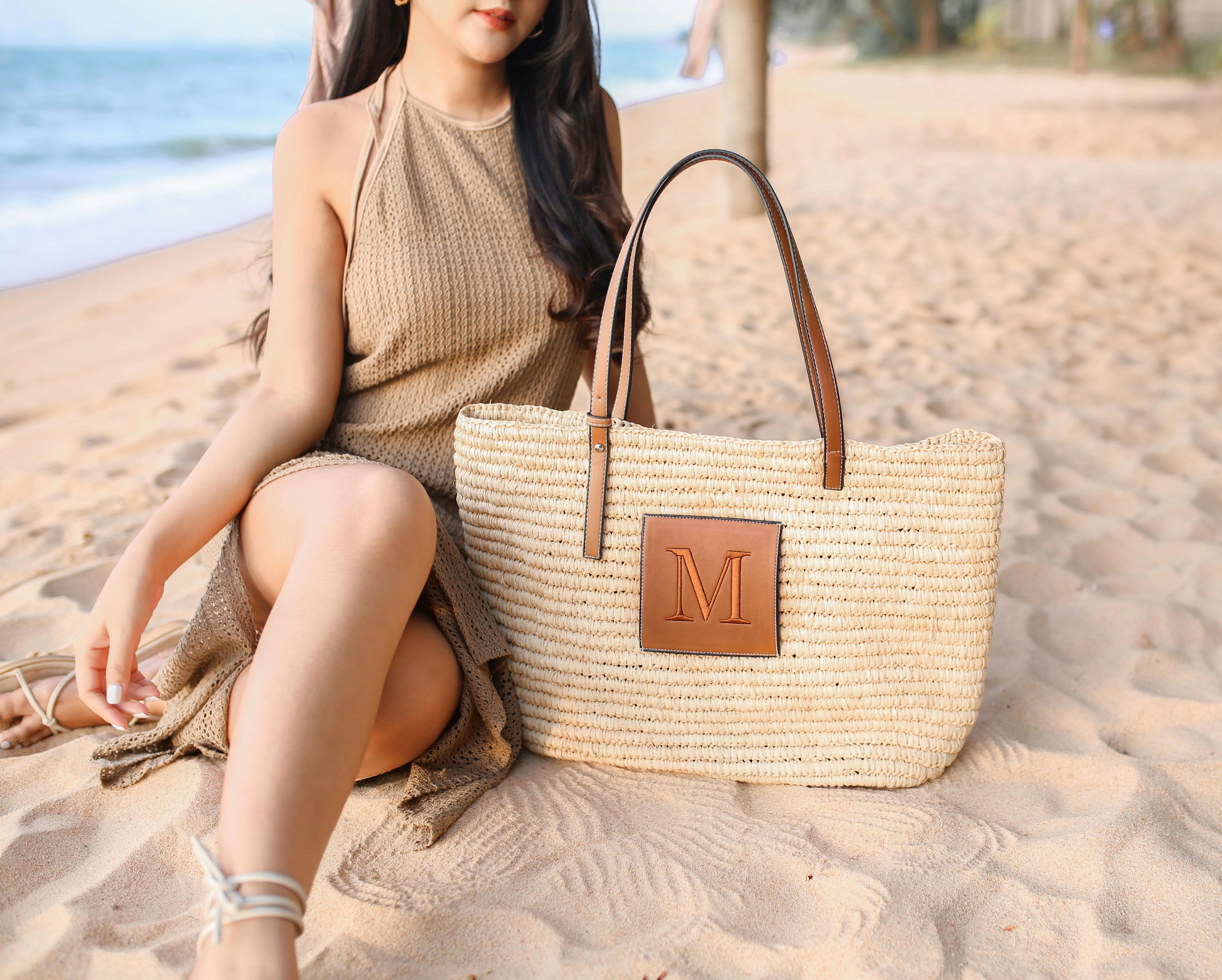 Crochet Straw Tote Bag