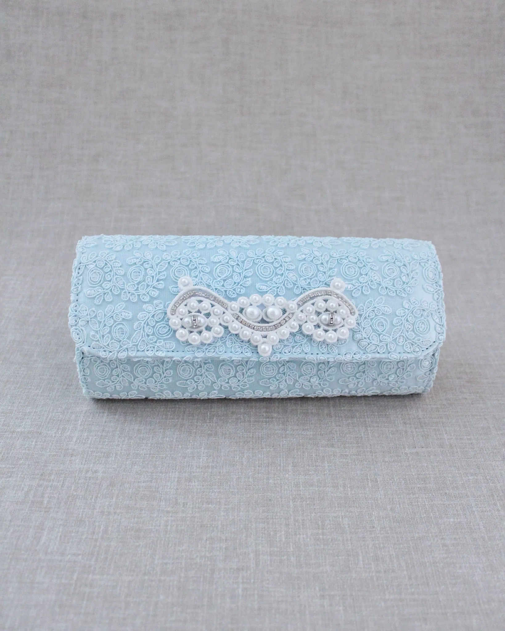 Crochet Wedding Clutch with Pearls Applique