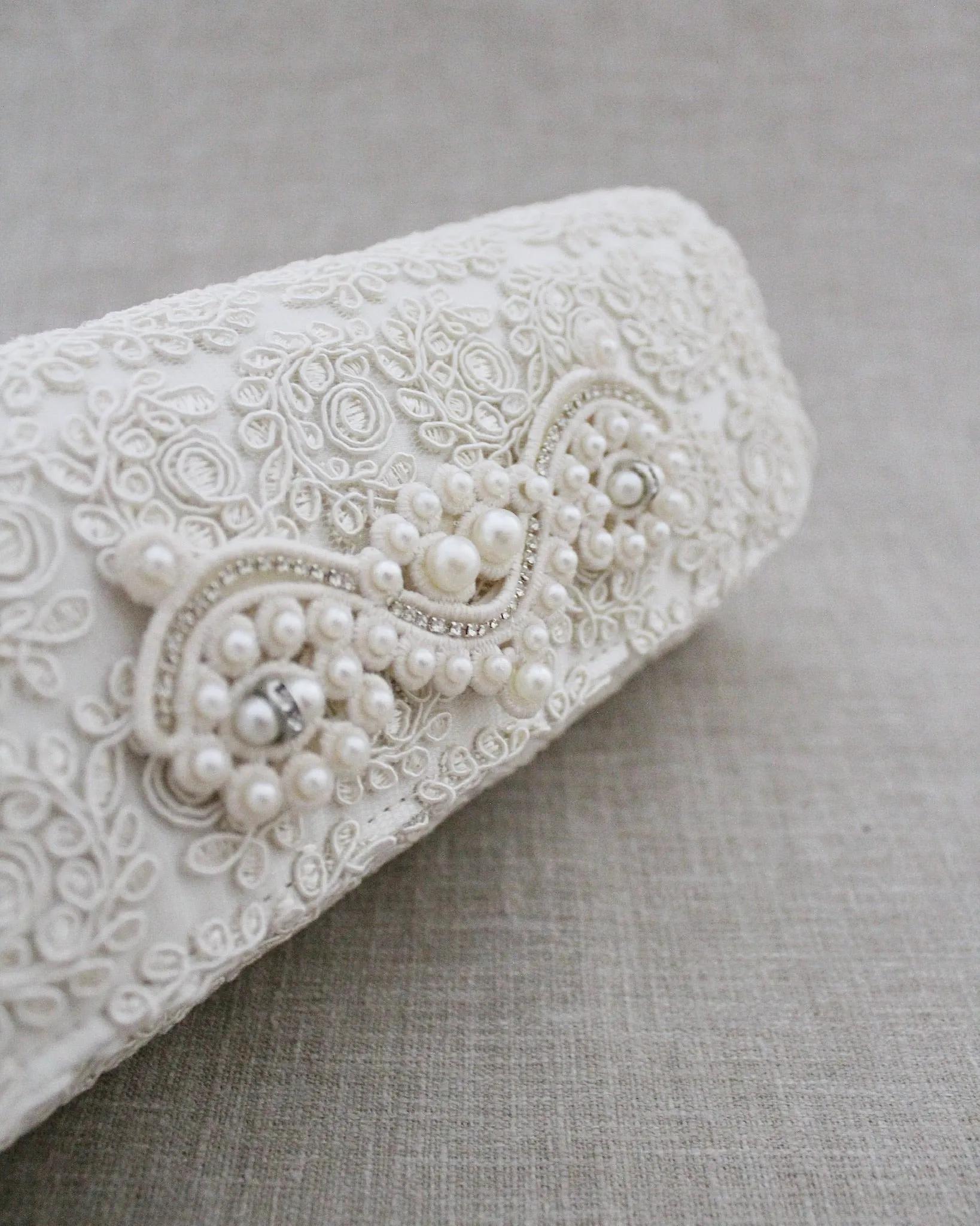 Crochet Wedding Clutch with Pearls Applique