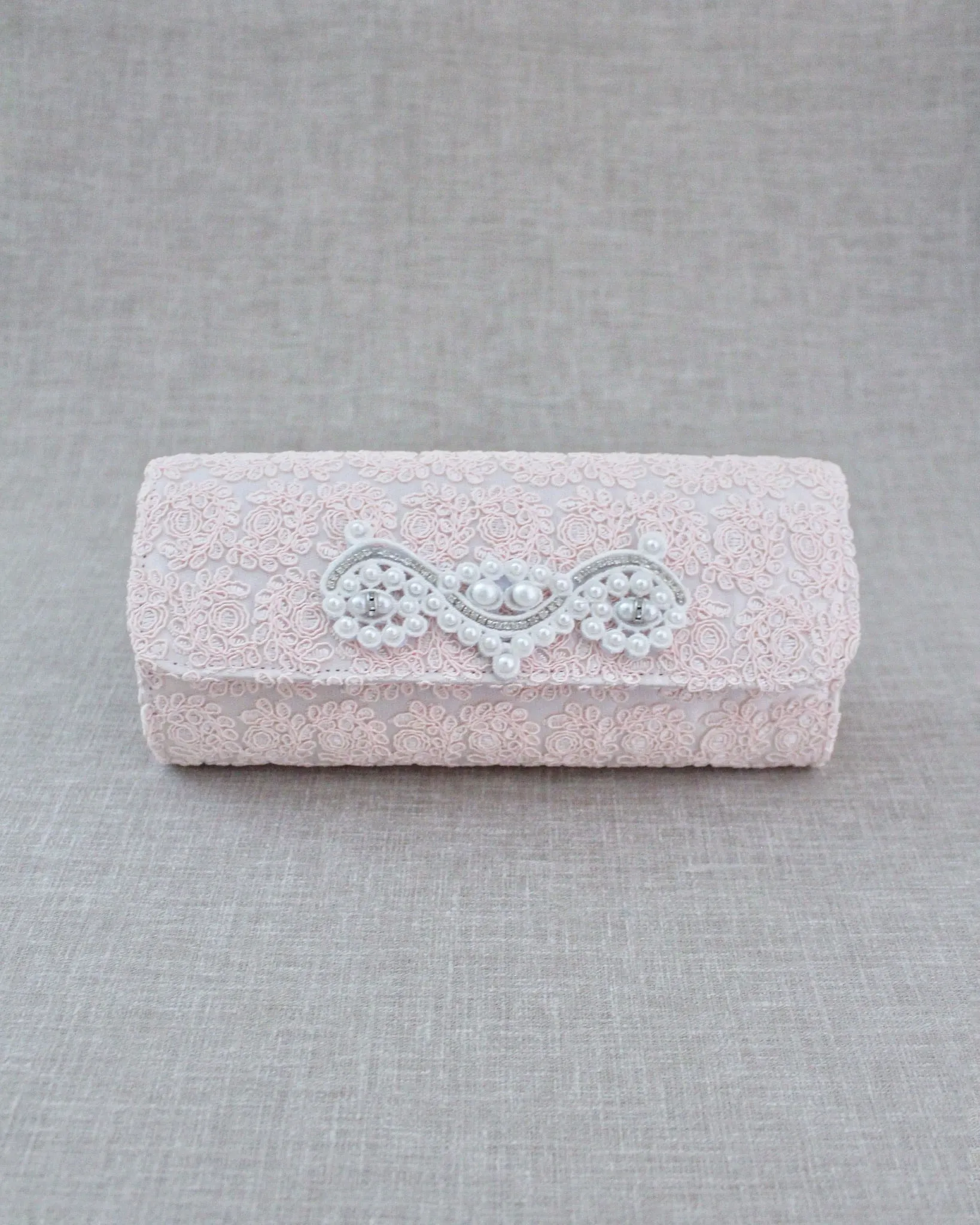 Crochet Wedding Clutch with Pearls Applique