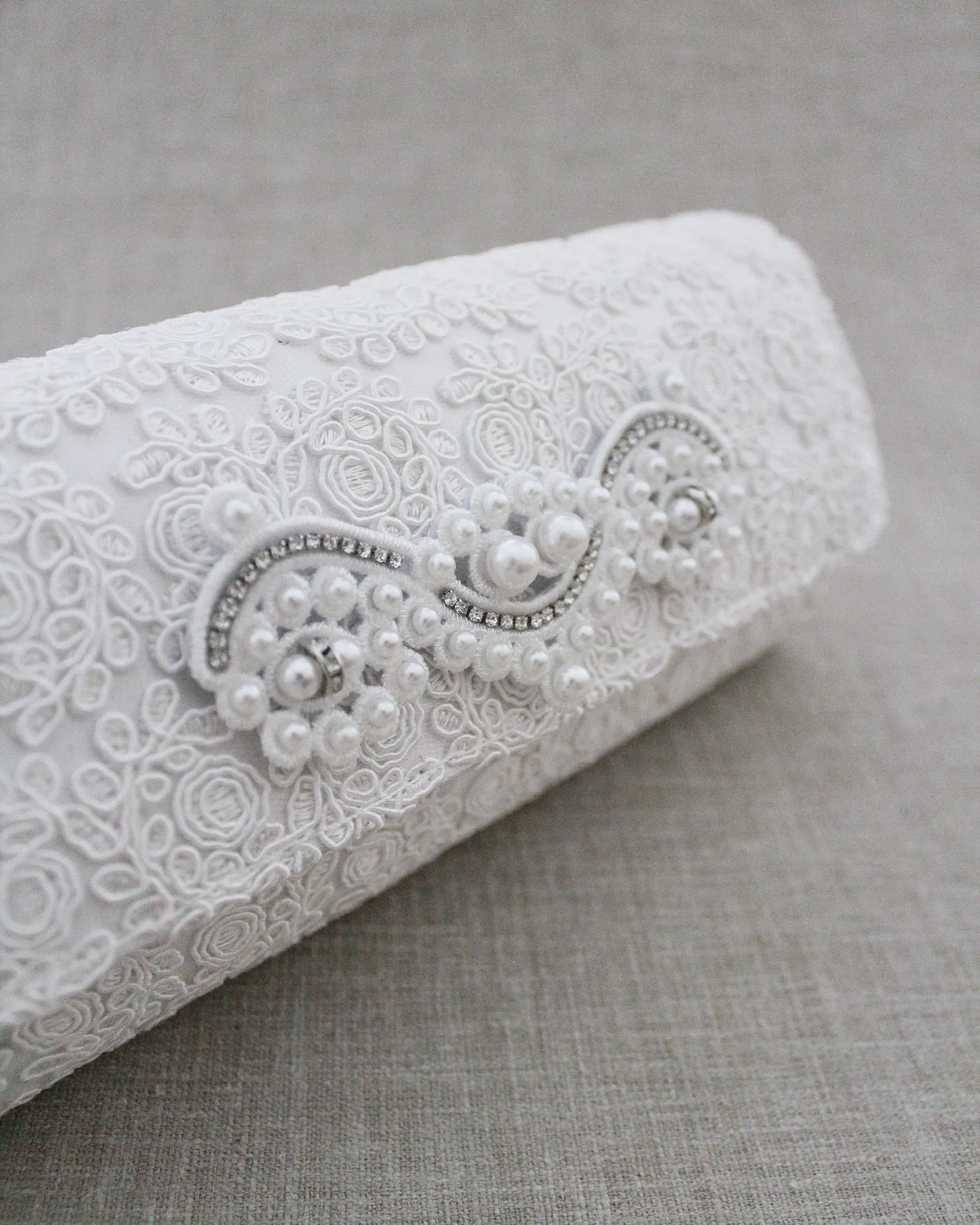 Crochet Wedding Clutch with Pearls Applique