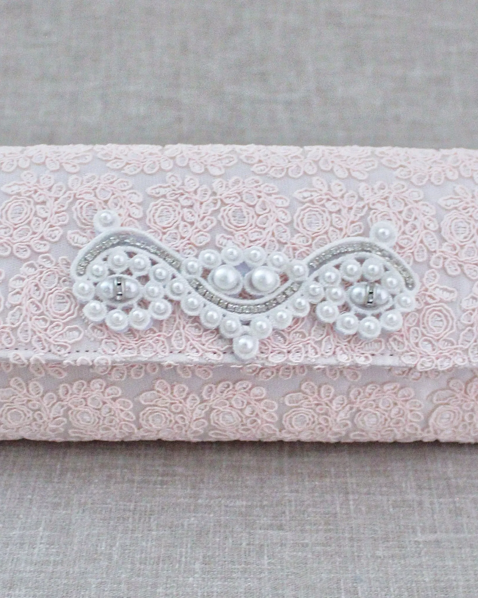 Crochet Wedding Clutch with Pearls Applique