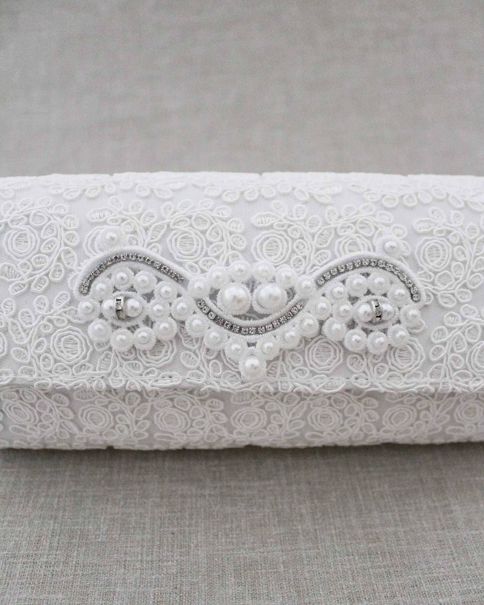 Crochet Wedding Clutch with Pearls Applique