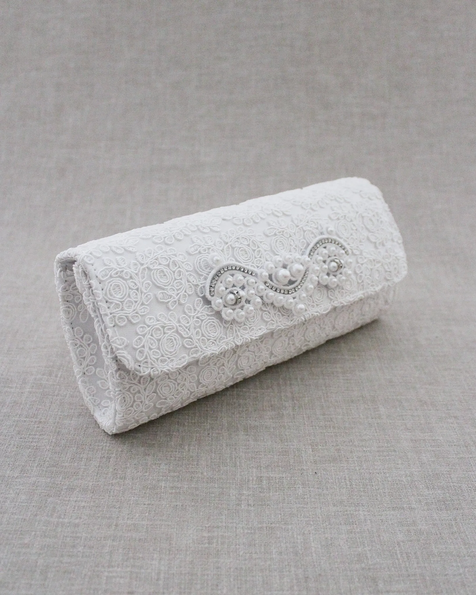 Crochet Wedding Clutch with Pearls Applique