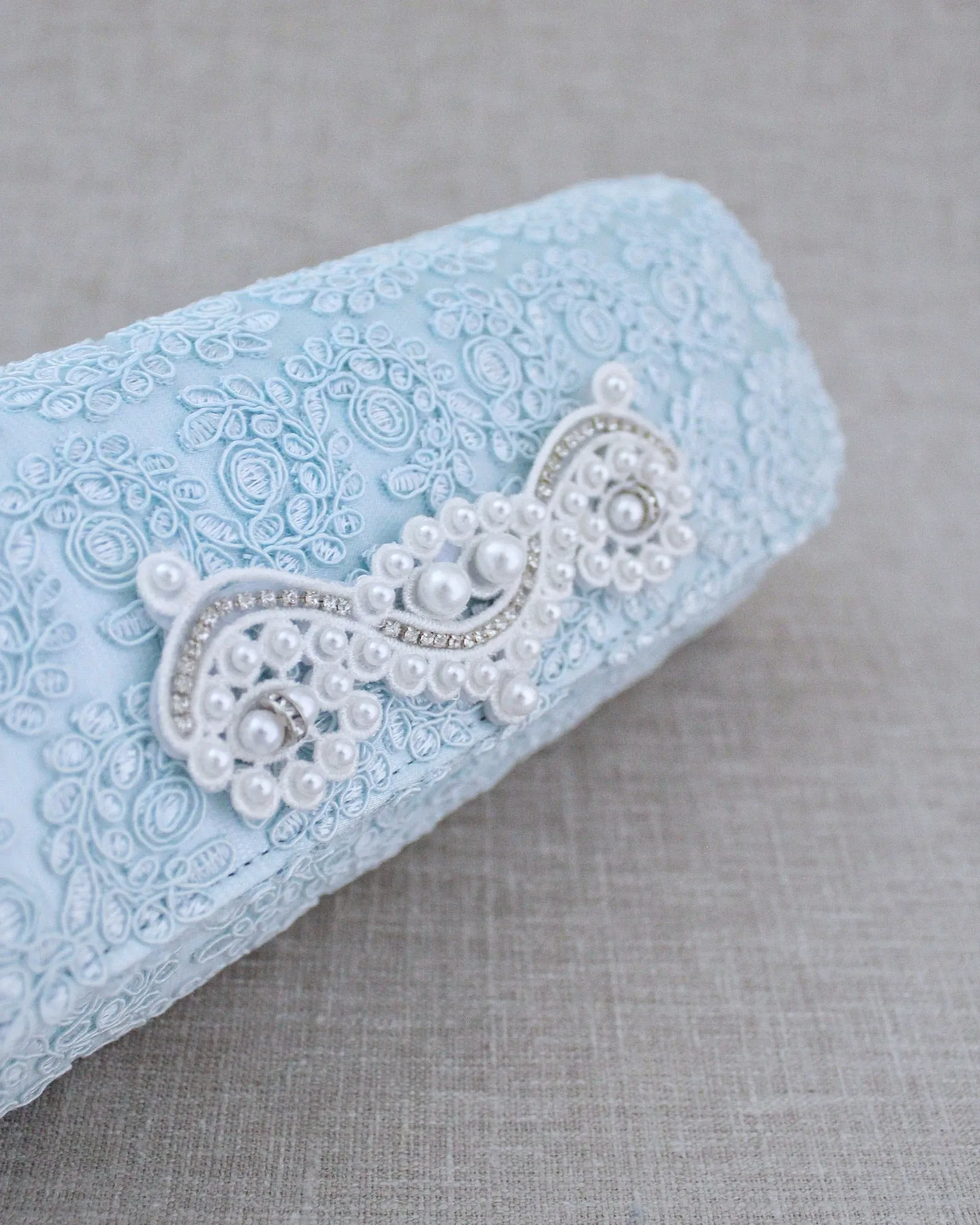 Crochet Wedding Clutch with Pearls Applique