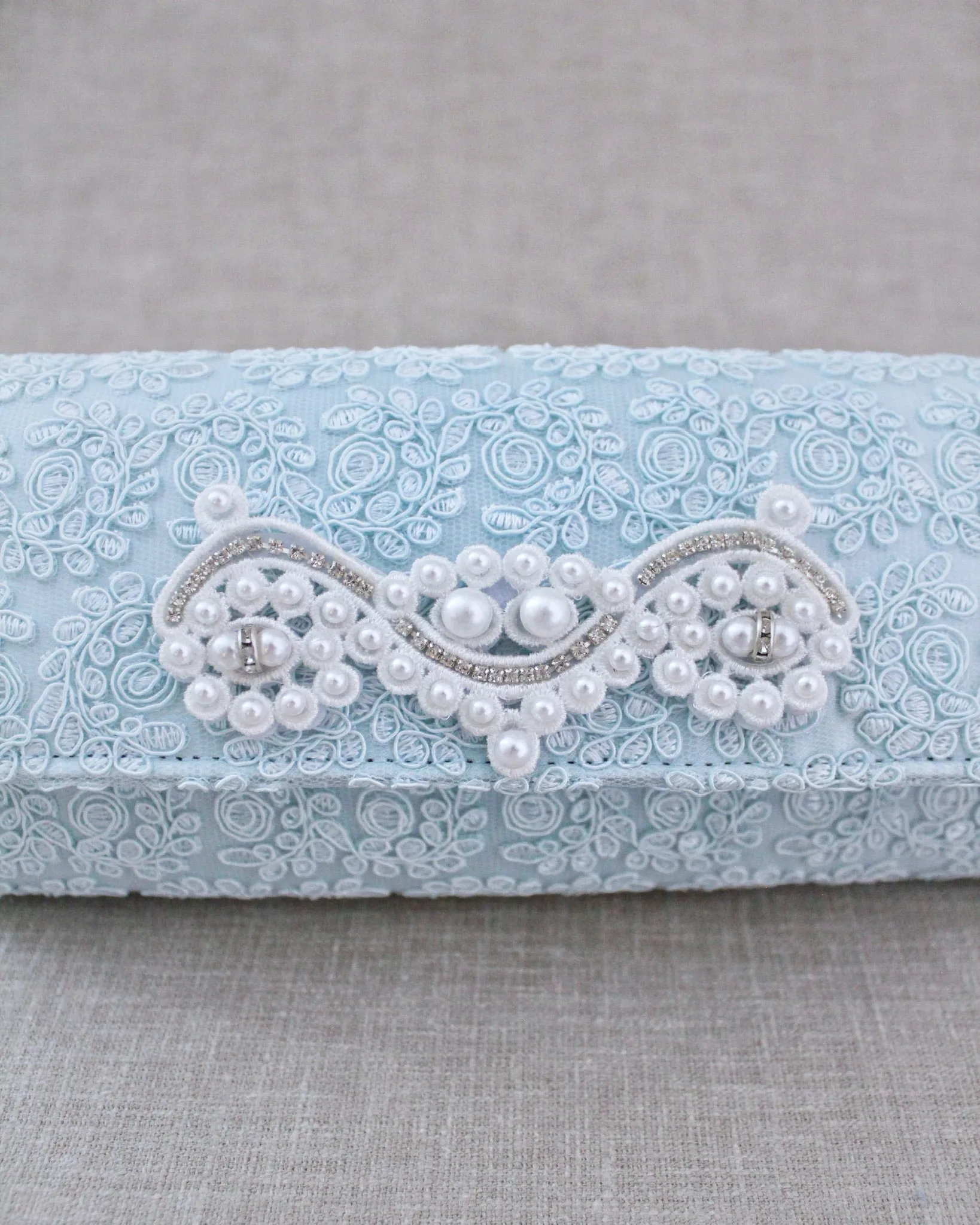 Crochet Wedding Clutch with Pearls Applique