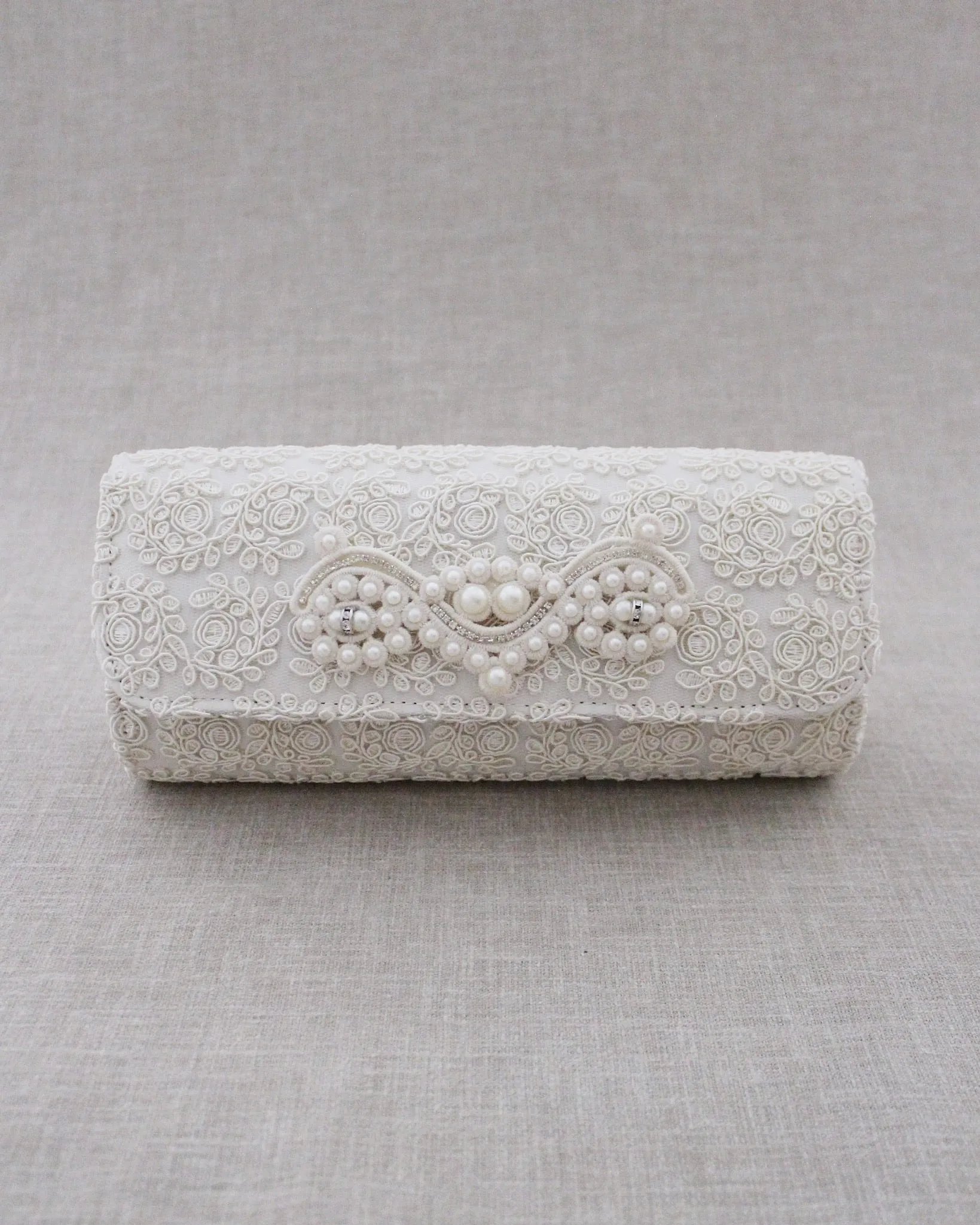 Crochet Wedding Clutch with Pearls Applique