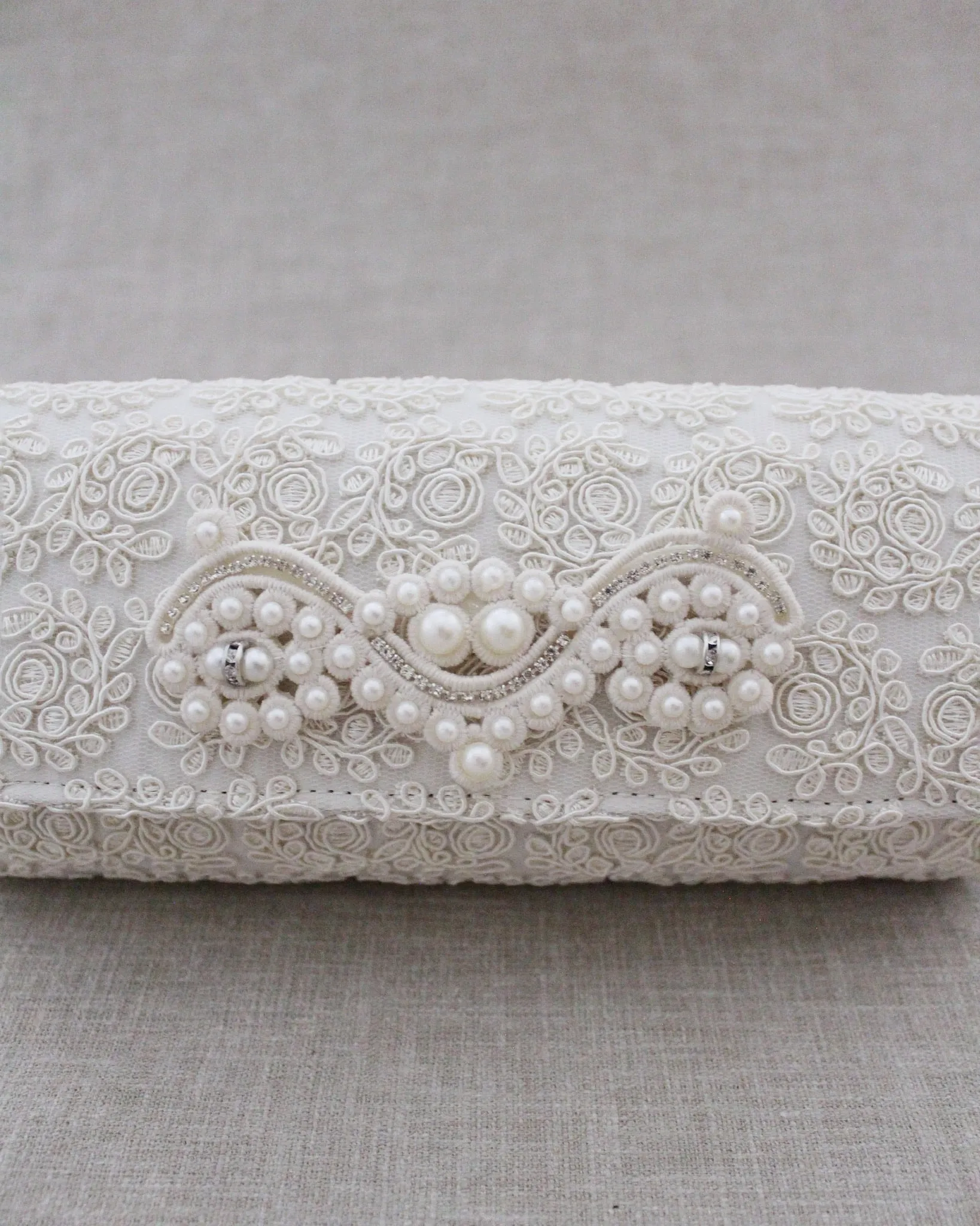 Crochet Wedding Clutch with Pearls Applique