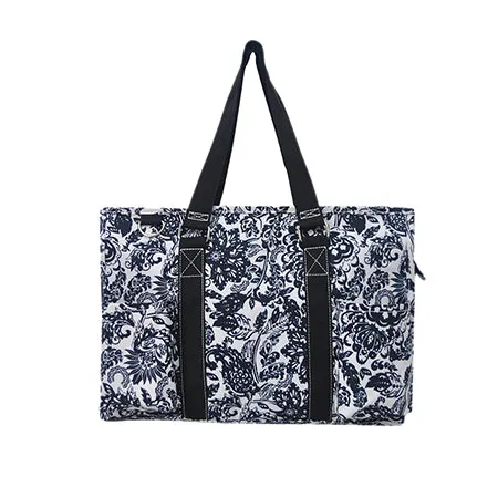 Damask Bliss NGIL Zippered Caddy Organizer Tote Bag