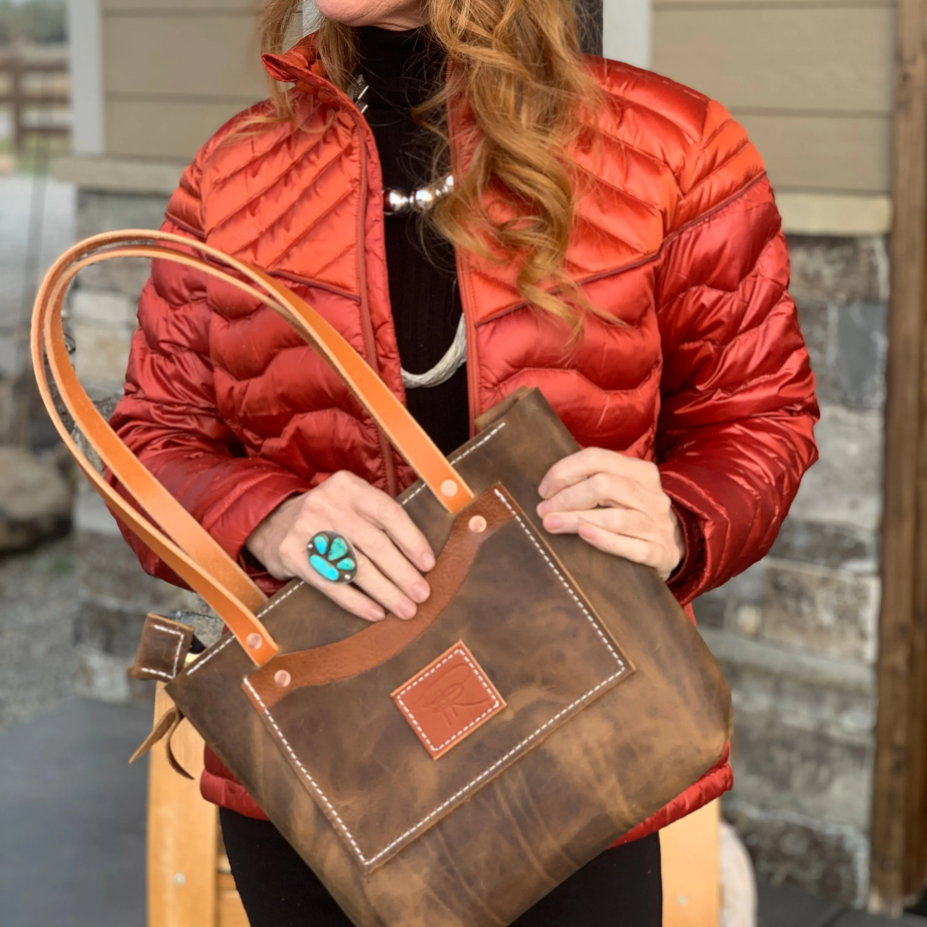 Dusty Brown Leather Purse-Tote