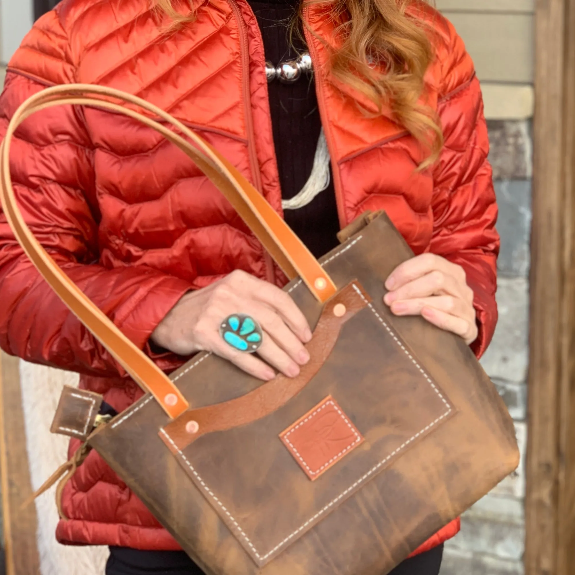 Dusty Brown Leather Purse-Tote