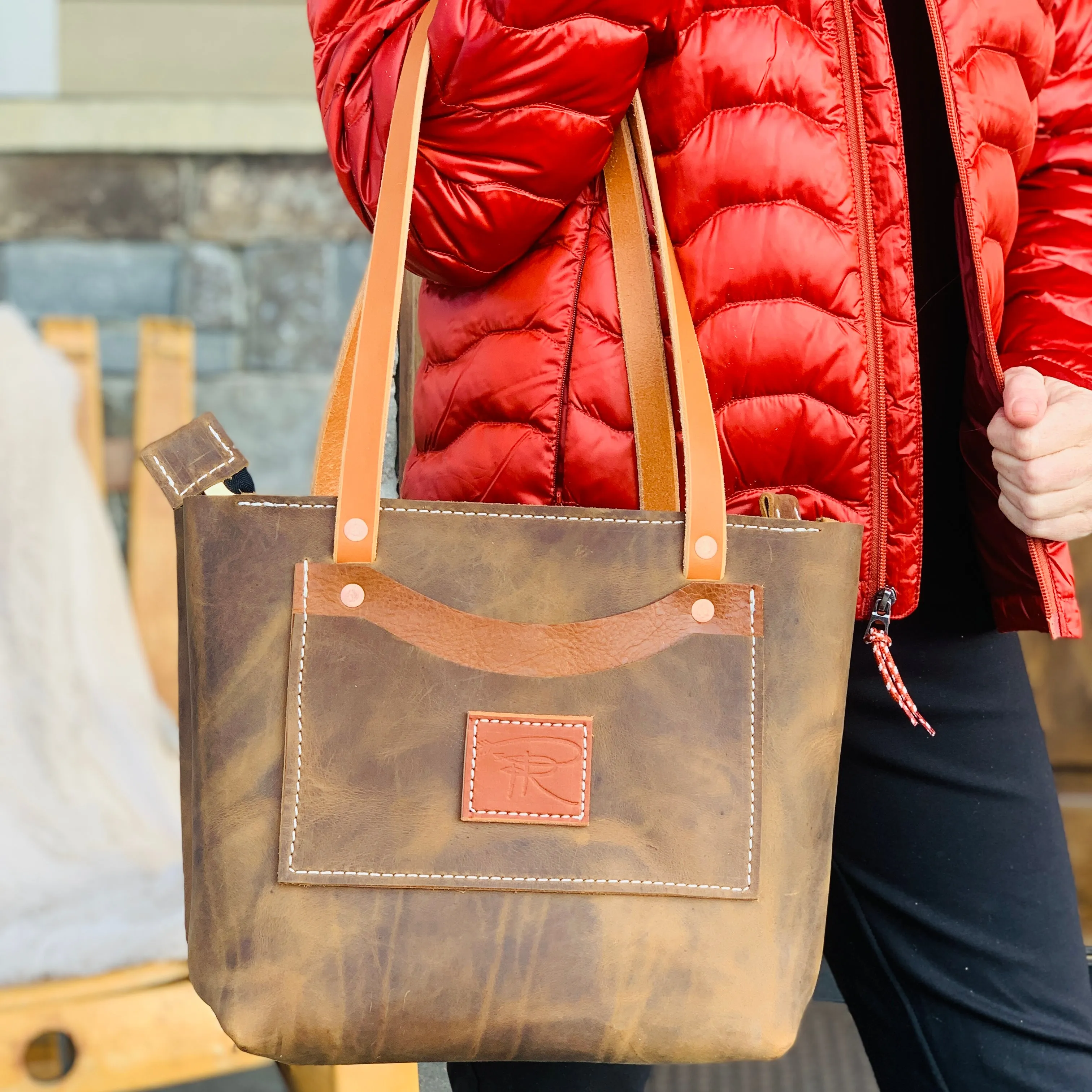 Dusty Brown Leather Purse-Tote