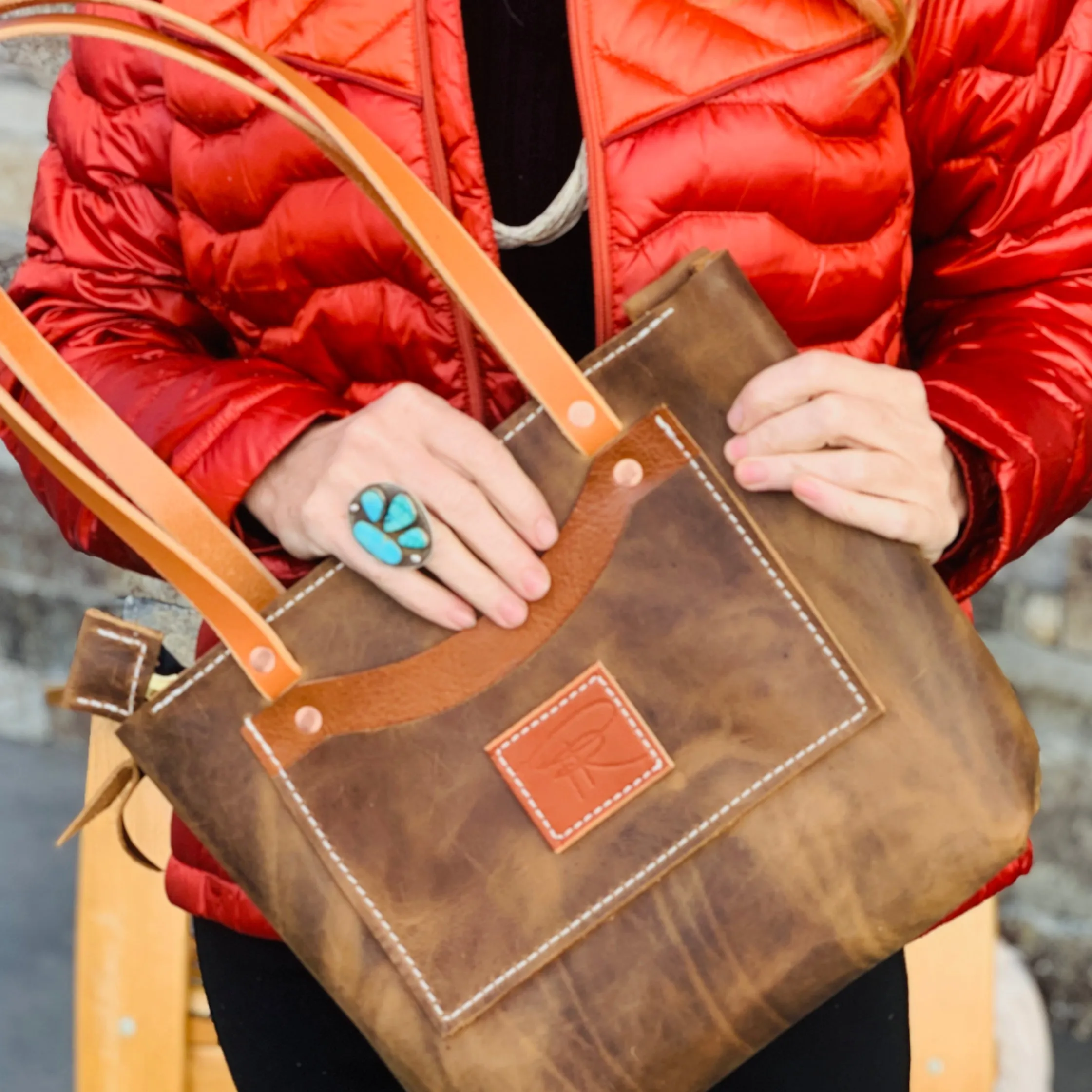 Dusty Brown Leather Purse-Tote