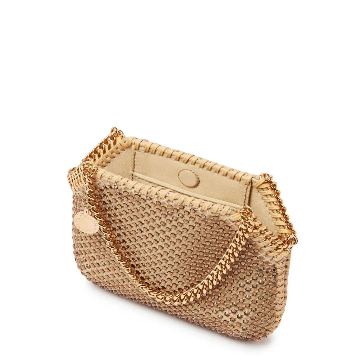 Falabella Mini Evening Crystal Mesh, Fawn