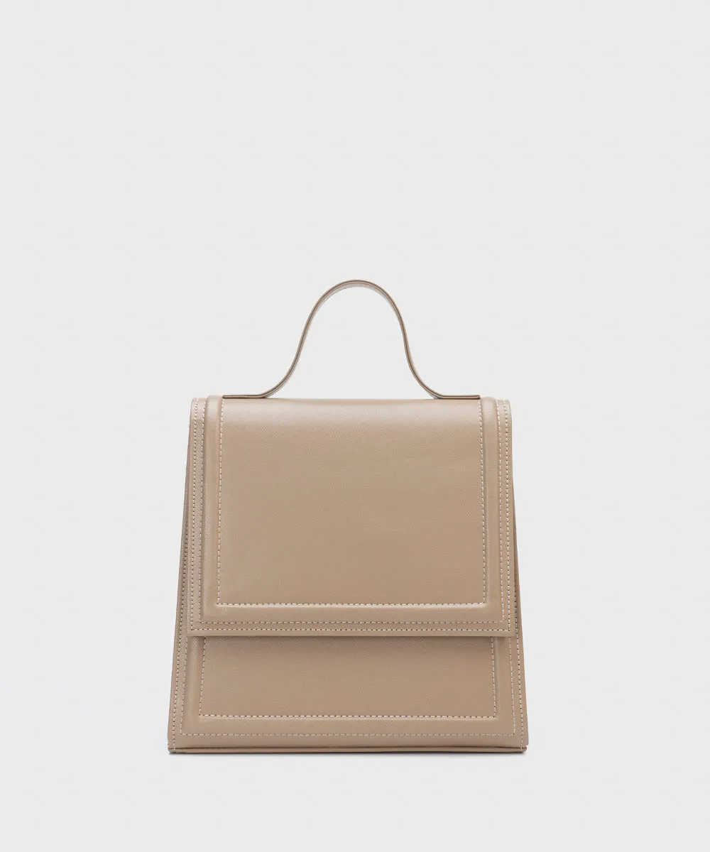 Faux Leather Top Handle Bag