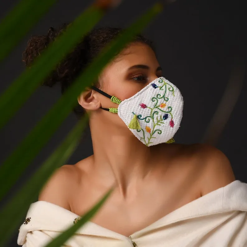 Floral Embroidered Mask