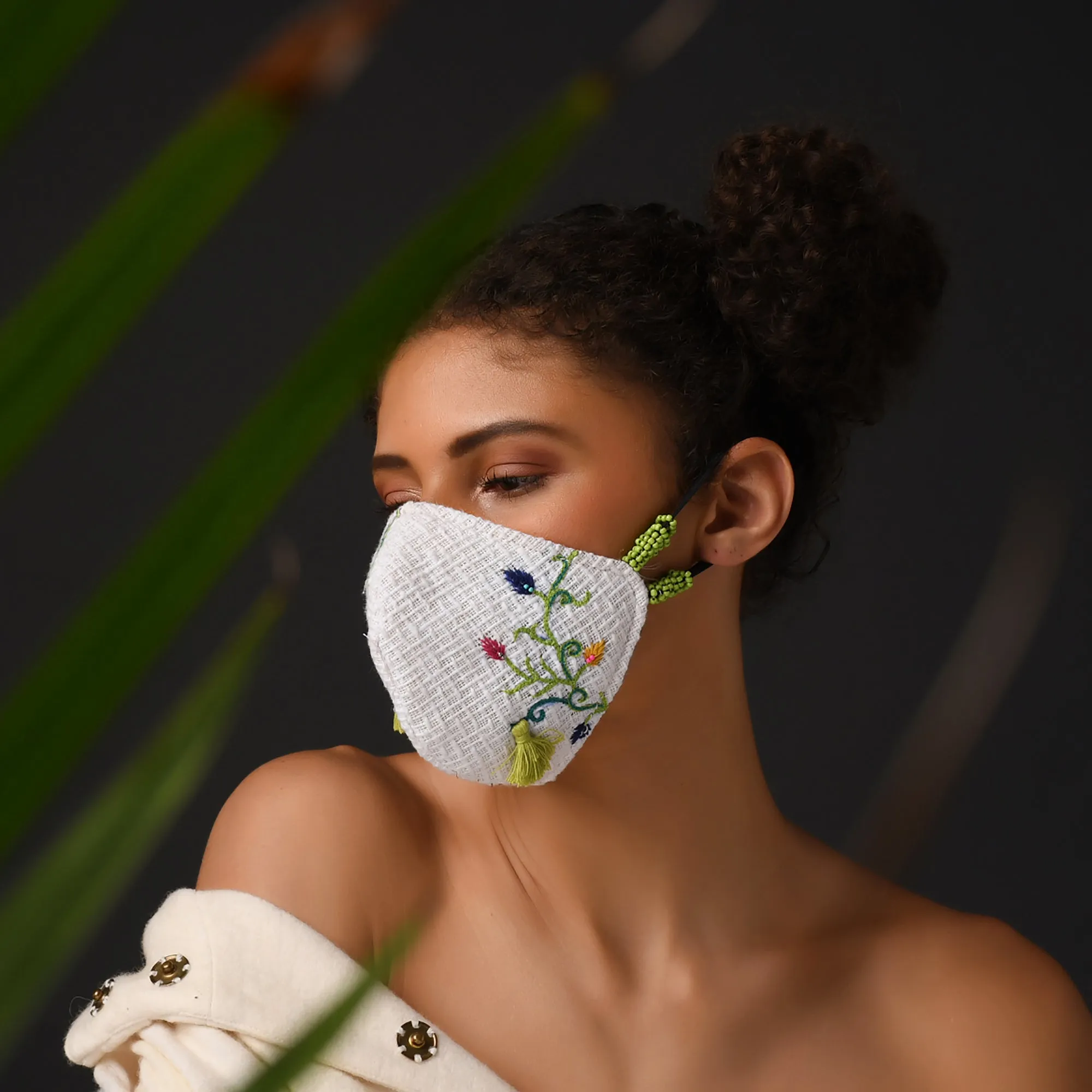 Floral Embroidered Mask