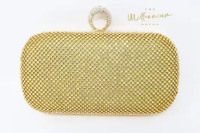 Gold Crystal Wedding Clutch, Statement Bag, Evening Clutch, Wedding Clutch, Bridal Bag, White Cross Body Bag