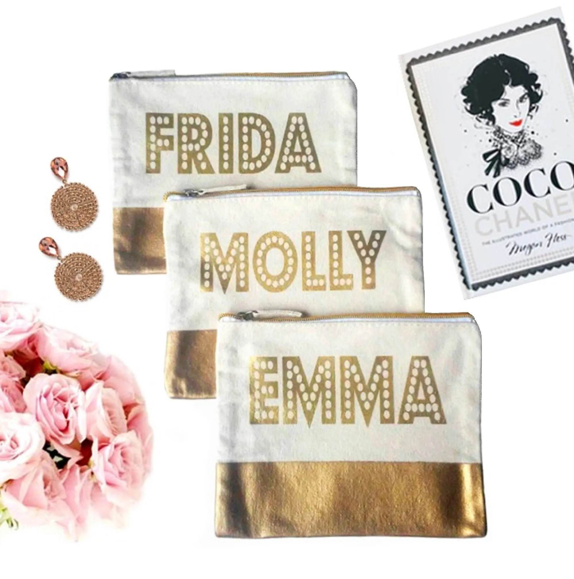 Gold Dipped Personalised Canvas Pouch