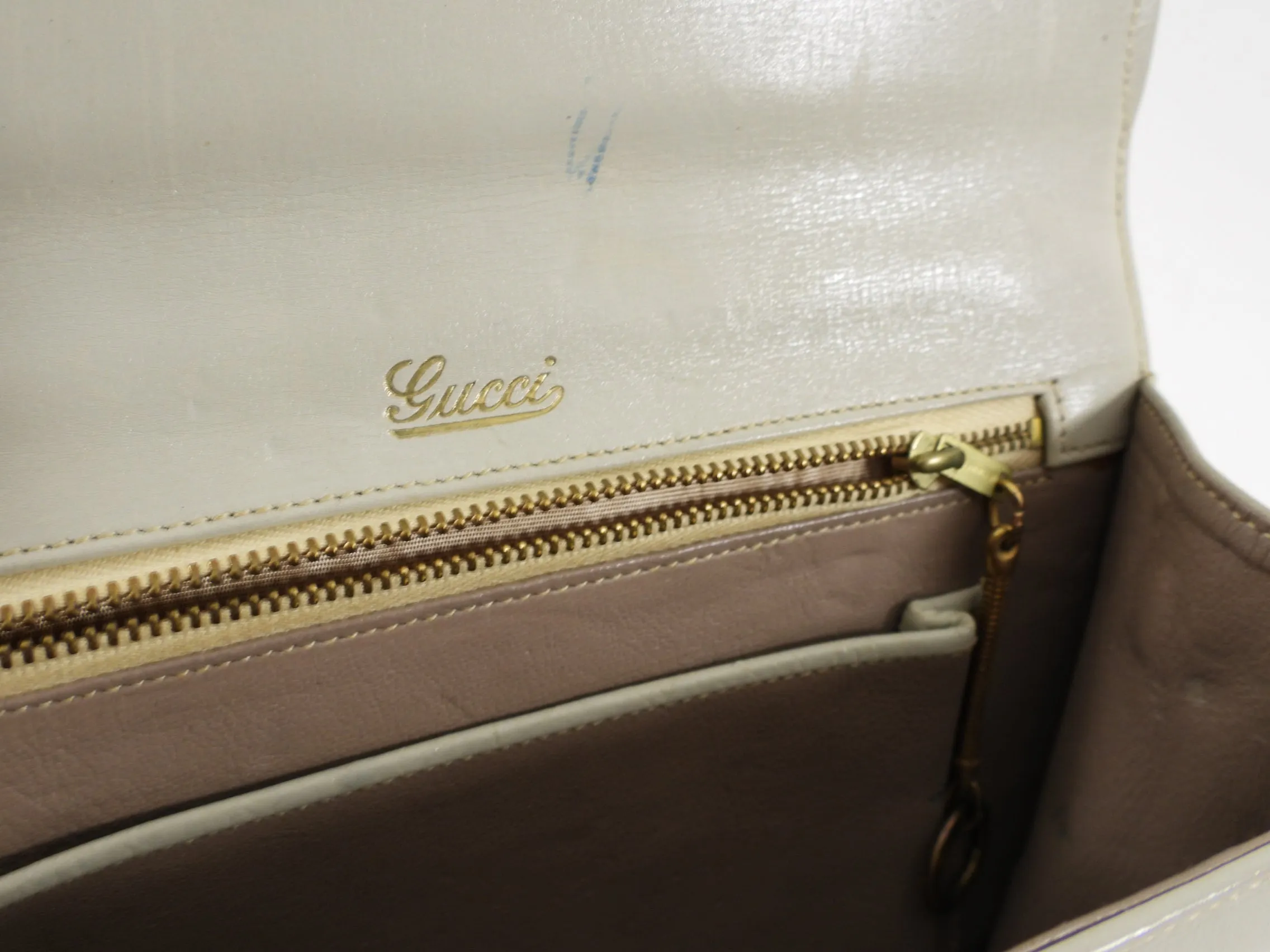 Gucci Vintage 1950's Small Light Grey Chain Bag