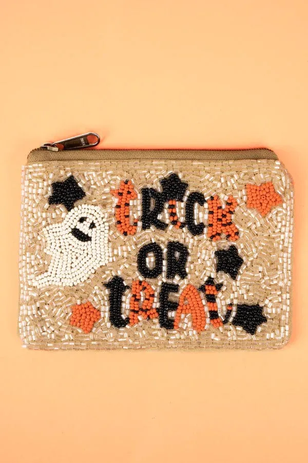 Halloween  beaded coin clutch