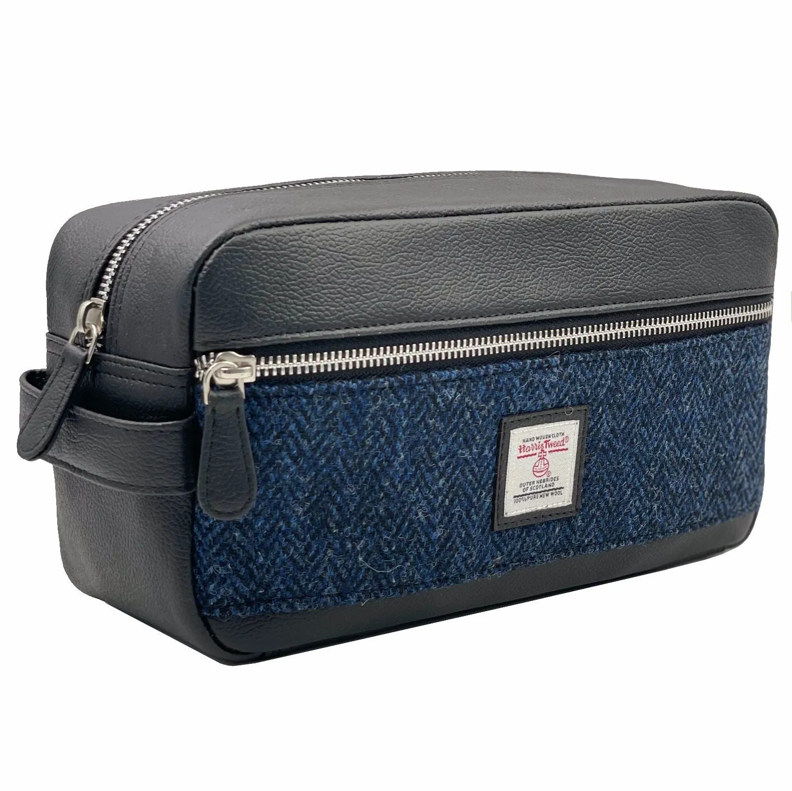 Harris Tweed Washbag - Blue